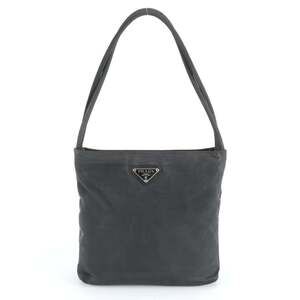 Prada Tessuto Nylon Triangle Logo Tote Bag Shoulder Black Women's